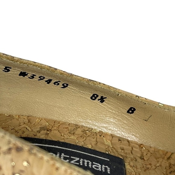 STUART WEITZMAN VINTAGE CORK V CLEAVAGE LEATHER SOLE SCULPTURAL HEEL PUMP HEELS - Picture 14 of 14